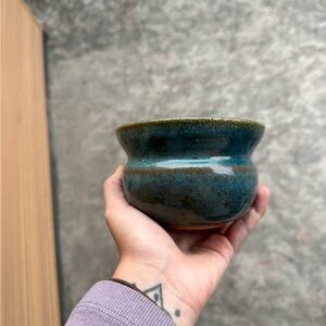 Vintage Handcrafted Decorative Bowl - Greenish Blue and Brown